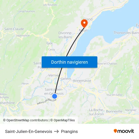 Saint-Julien-En-Genevois to Prangins map