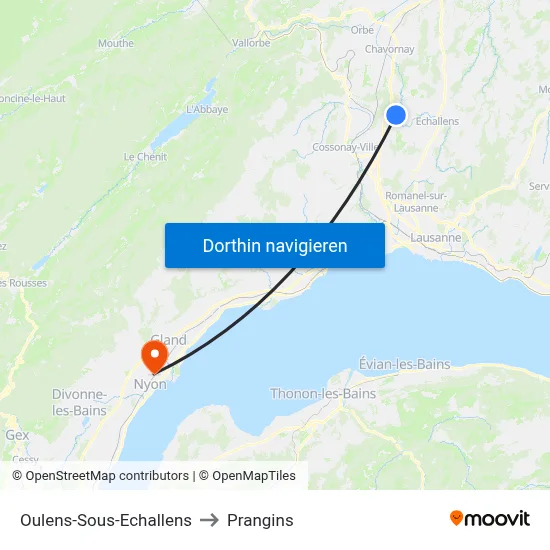 Oulens-Sous-Echallens to Prangins map