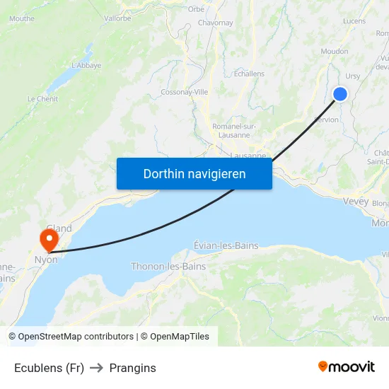 Ecublens (Fr) to Prangins map
