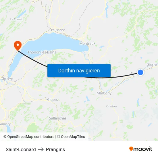 Saint-Léonard to Prangins map