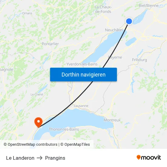 Le Landeron to Prangins map