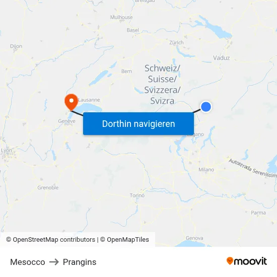 Mesocco to Prangins map