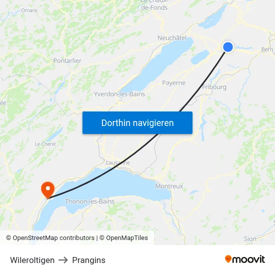 Wileroltigen to Prangins map