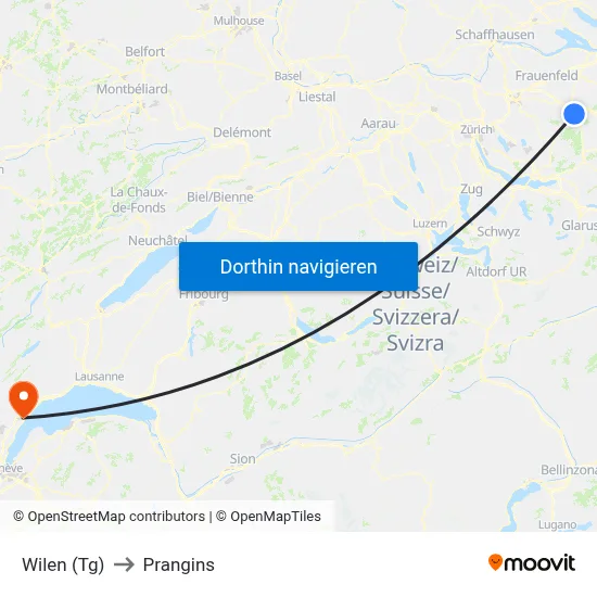 Wilen (Tg) to Prangins map
