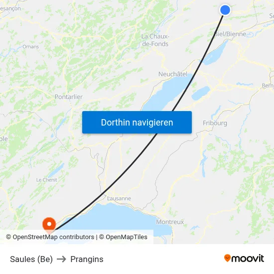 Saules (Be) to Prangins map
