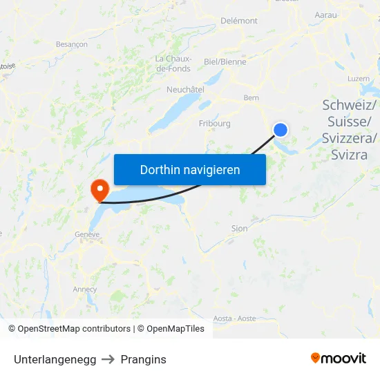 Unterlangenegg to Prangins map
