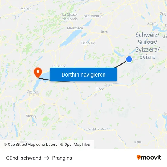 Gündlischwand to Prangins map