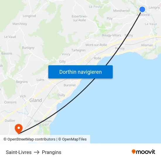 Saint-Livres to Prangins map