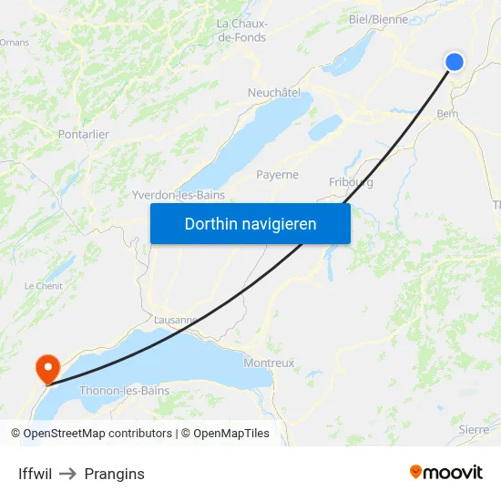 Iffwil to Prangins map