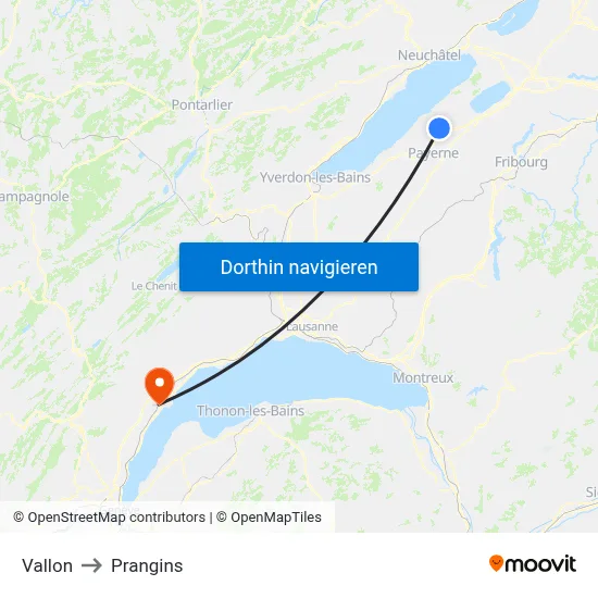 Vallon to Prangins map