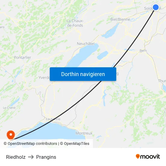 Riedholz to Prangins map