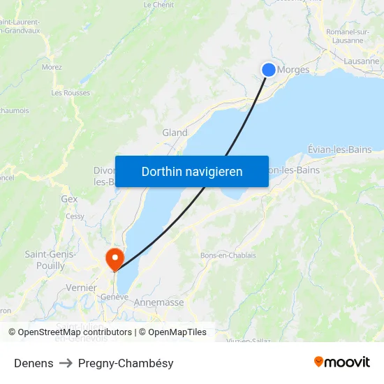 Denens to Pregny-Chambésy map
