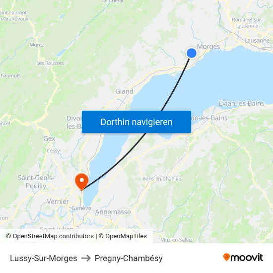 Lussy-Sur-Morges to Pregny-Chambésy map