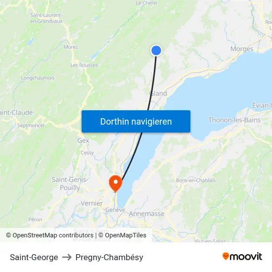 Saint-George to Pregny-Chambésy map