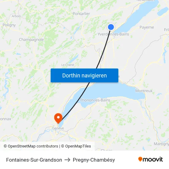 Fontaines-Sur-Grandson to Pregny-Chambésy map