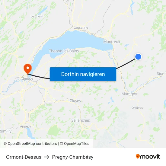 Ormont-Dessus to Pregny-Chambésy map