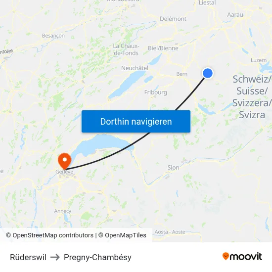 Rüderswil to Pregny-Chambésy map