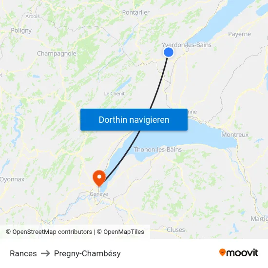 Rances to Pregny-Chambésy map