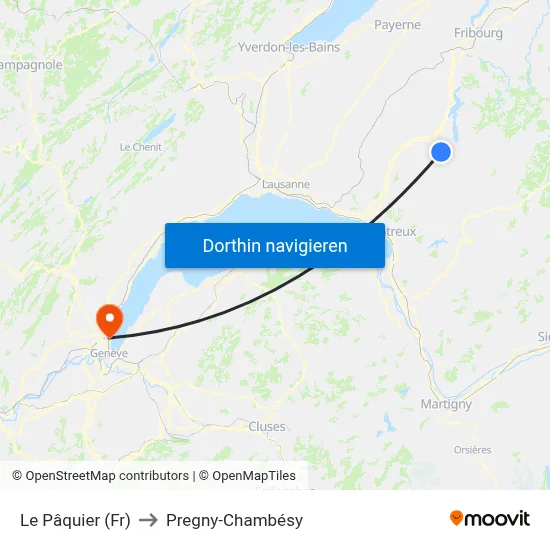 Le Pâquier (Fr) to Pregny-Chambésy map