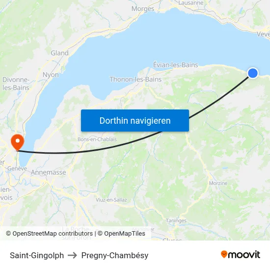 Saint-Gingolph to Pregny-Chambésy map