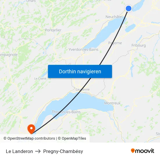 Le Landeron to Pregny-Chambésy map