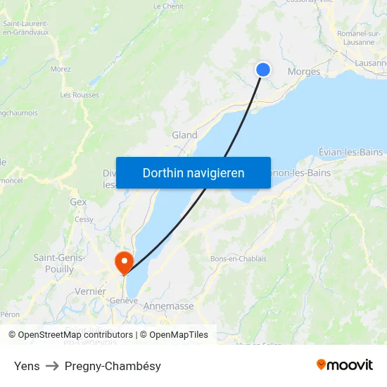 Yens to Pregny-Chambésy map