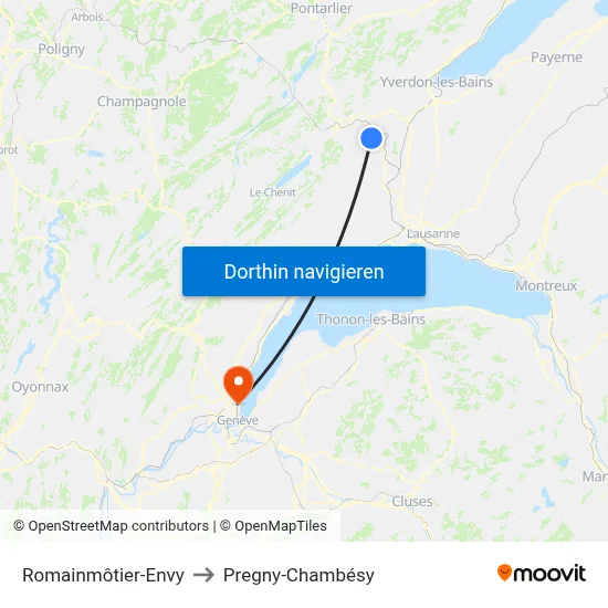 Romainmôtier-Envy to Pregny-Chambésy map