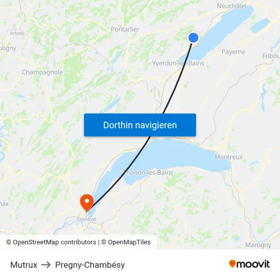 Mutrux to Pregny-Chambésy map