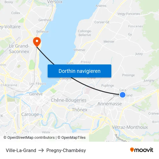 Ville-La-Grand to Pregny-Chambésy map