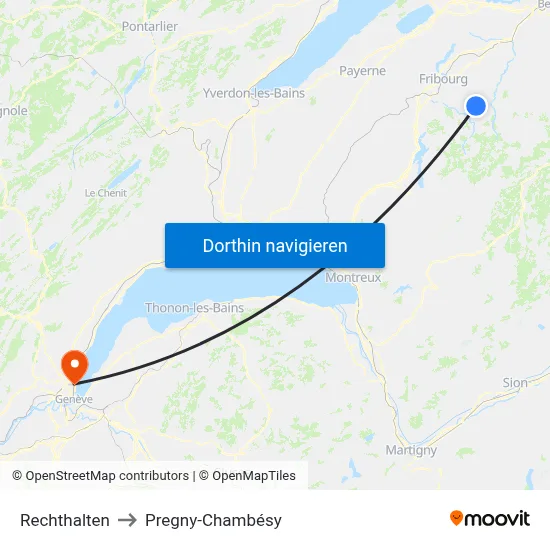 Rechthalten to Pregny-Chambésy map