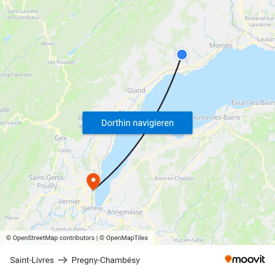 Saint-Livres to Pregny-Chambésy map