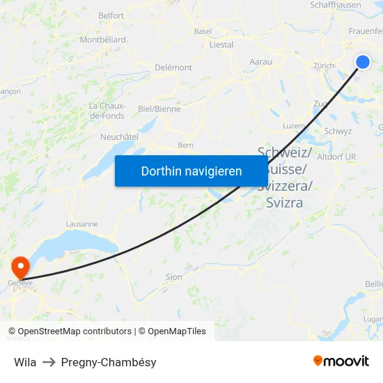 Wila to Pregny-Chambésy map