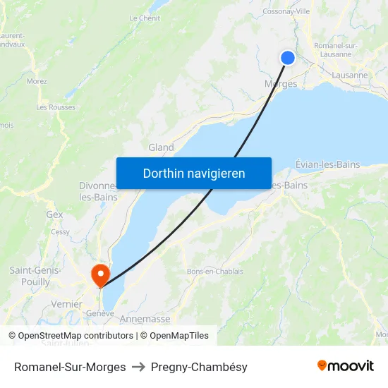 Romanel-Sur-Morges to Pregny-Chambésy map