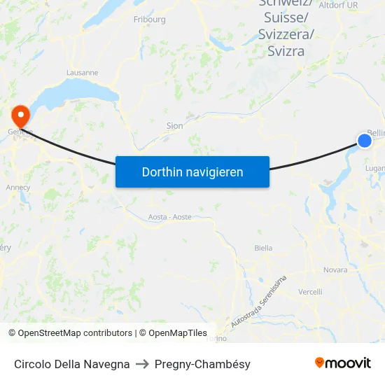 Circolo Della Navegna to Pregny-Chambésy map