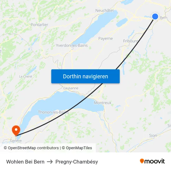 Wohlen Bei Bern to Pregny-Chambésy map