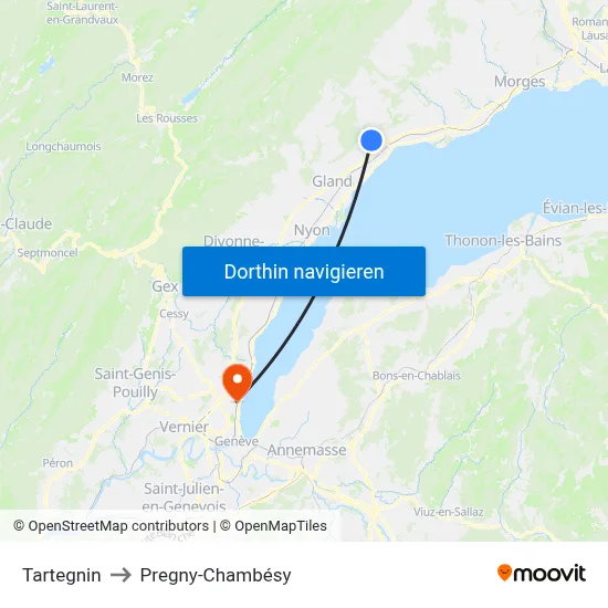Tartegnin to Pregny-Chambésy map