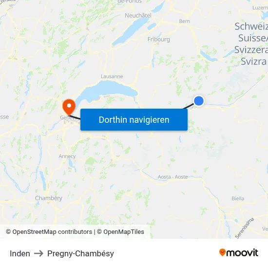 Inden to Pregny-Chambésy map