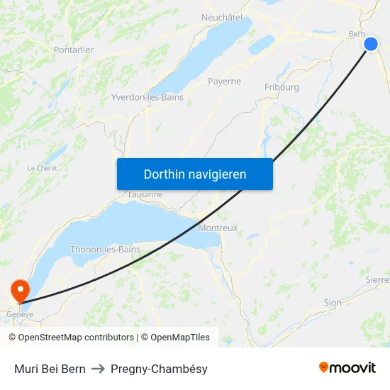 Muri Bei Bern to Pregny-Chambésy map