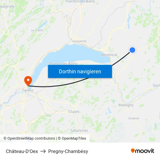 Château-D'Oex to Pregny-Chambésy map