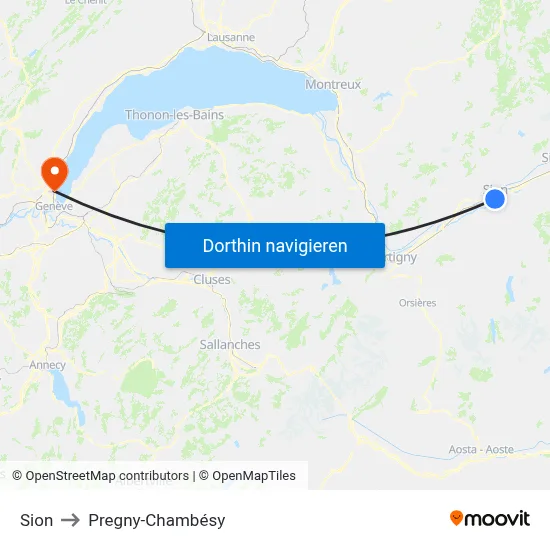 Sion to Pregny-Chambésy map