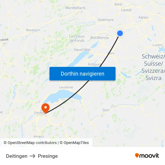 Deitingen to Presinge map