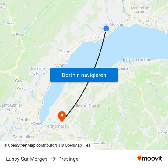Lussy-Sur-Morges to Presinge map