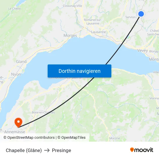 Chapelle (Glâne) to Presinge map