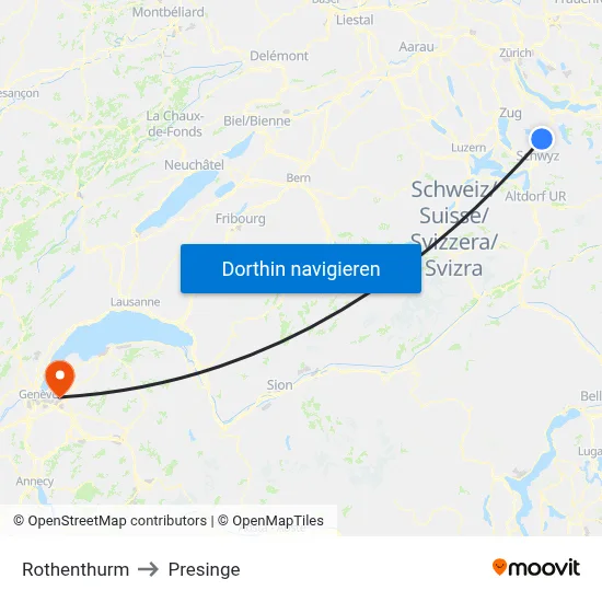 Rothenthurm to Presinge map