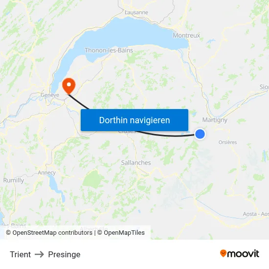 Trient to Presinge map