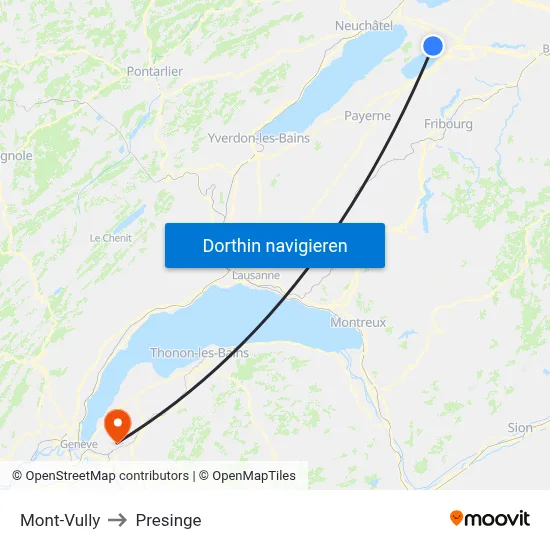 Mont-Vully to Presinge map