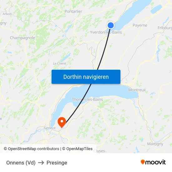 Onnens (Vd) to Presinge map