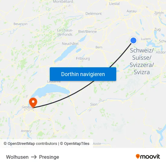 Wolhusen to Presinge map