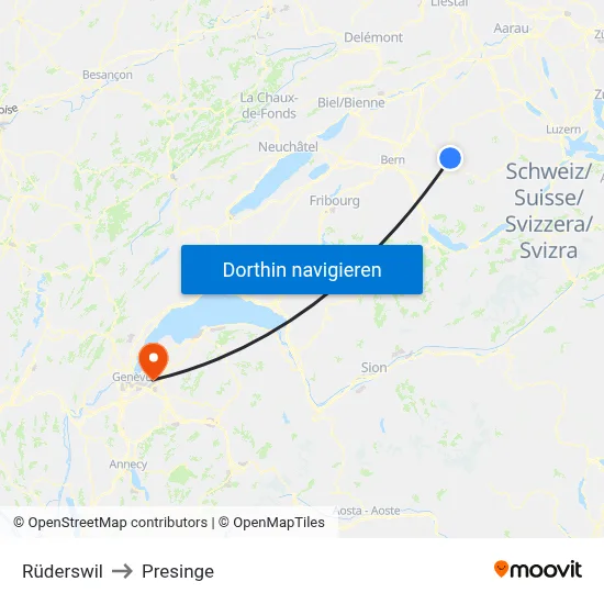 Rüderswil to Presinge map