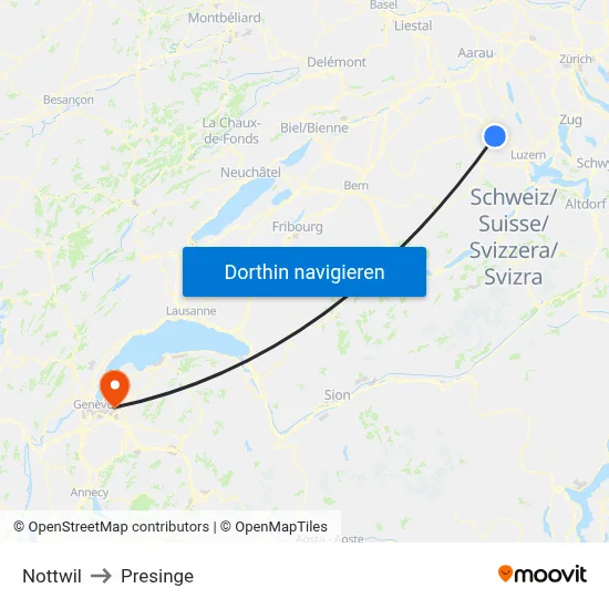 Nottwil to Presinge map